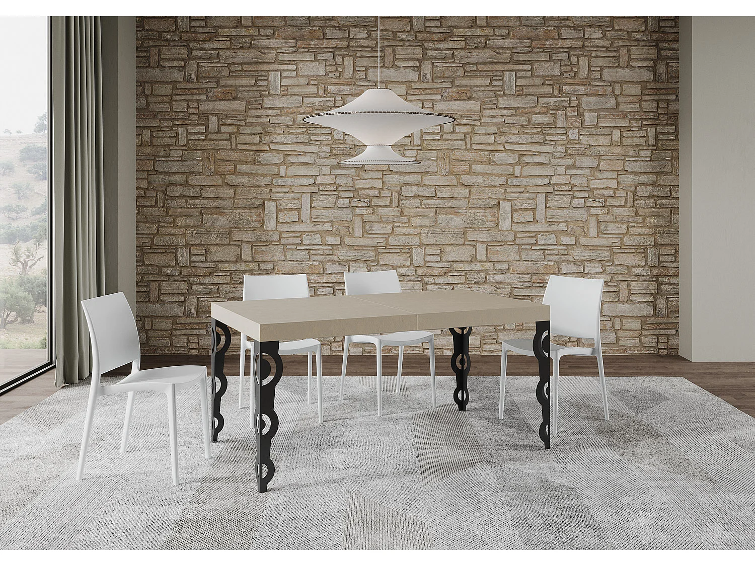 Stół rozkładany Karamay Premium Cashmere 160/264x90 cm z nogami w kolorze antracytowym