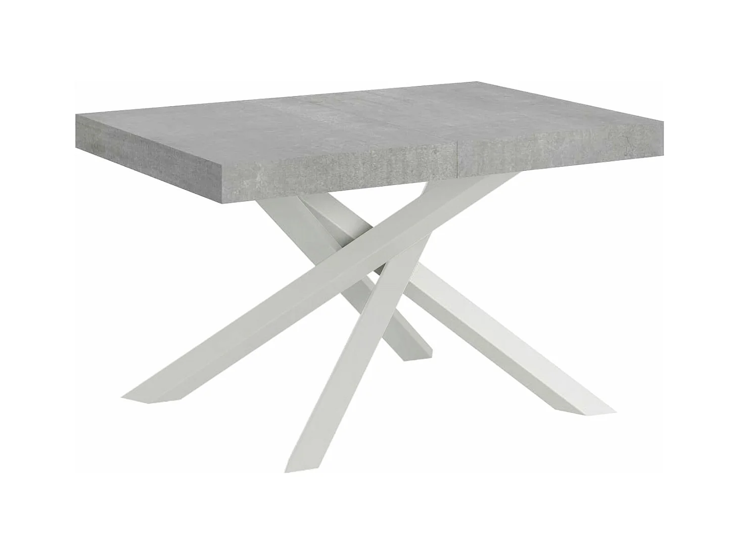 Mesa extensible 90x140/244 cm Volantis Premium Cemento estructura blanco