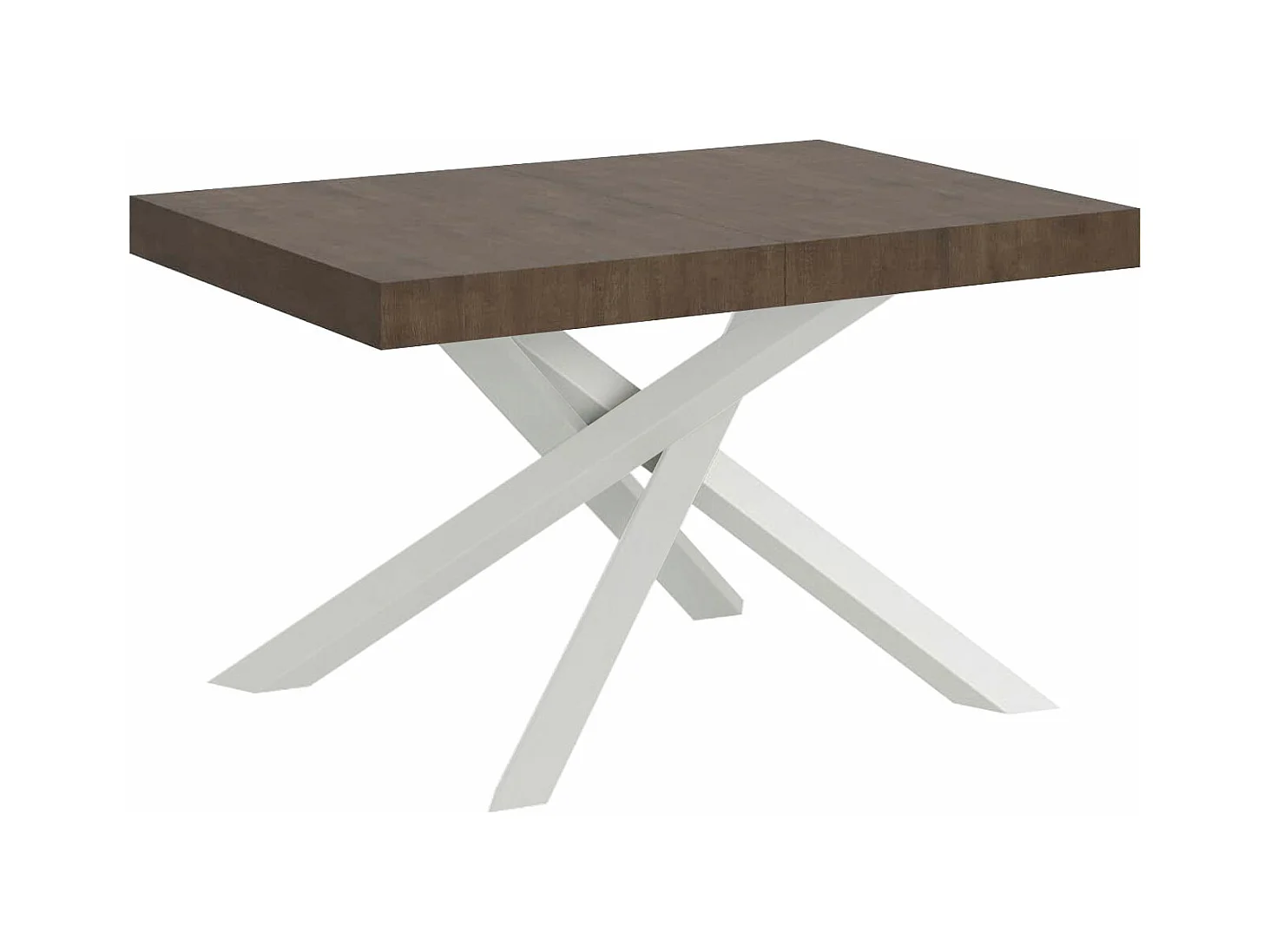 Volantis Premium Walnuss-Ausziehtisch 120/224x90 cm mit weißen Beinen