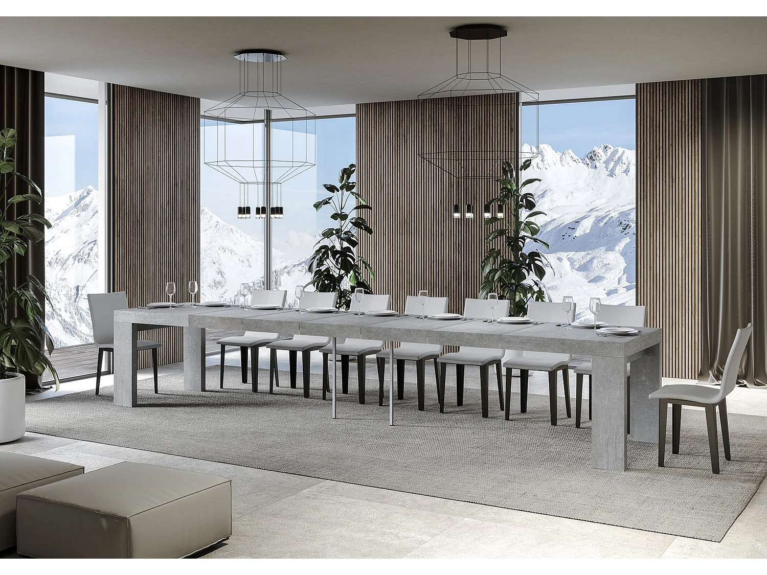 Mesa extensible 90x180/440 cm Roxell Premium Cemento