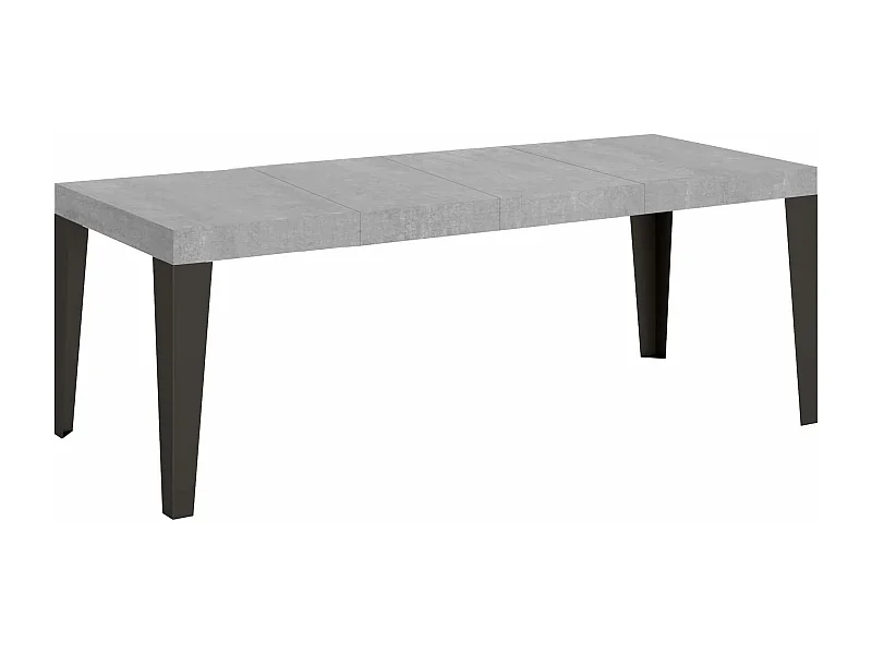 Table extensible 90x200/460 cm Flame Premium Gris Béton cadre Anthracite