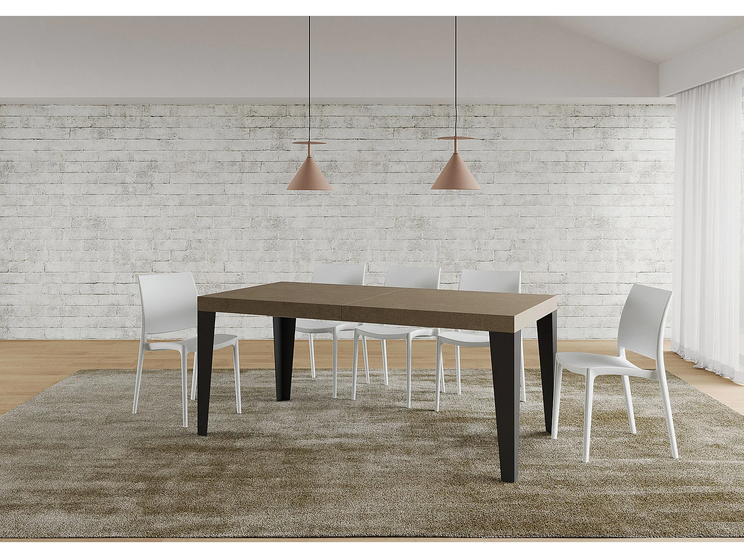 Udtræksbord 200/460x90 cm Flame Premium duegrå med antracitben