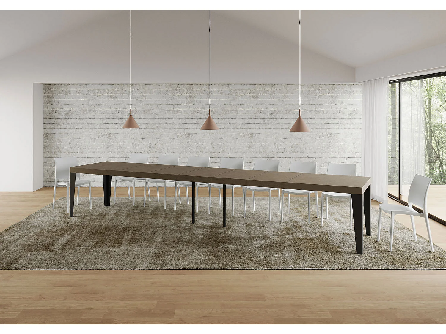 Udtræksbord 200/460x90 cm Flame Premium duegrå med antracitben