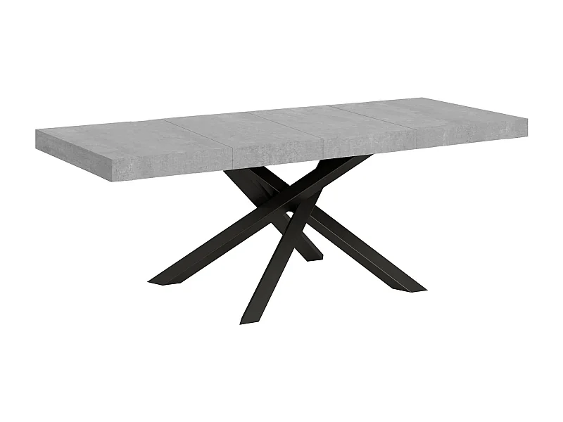 Table extensible 90x200/460 cm Volantis Premium Gris Béton cadre Anthracite