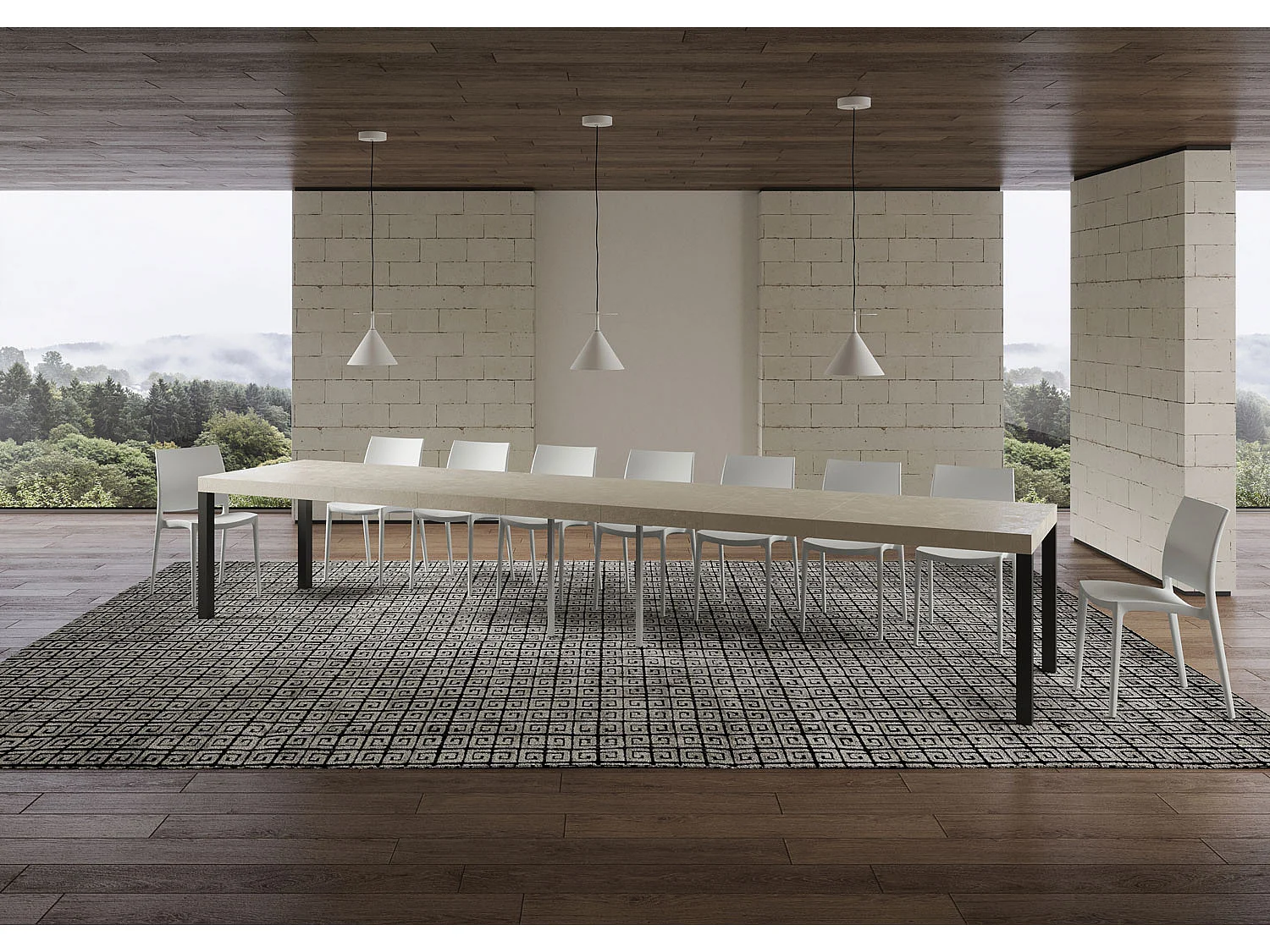 Uitschuifbare tafel 180/440x90 cm Everyday Premium kasjmier antraciet poten