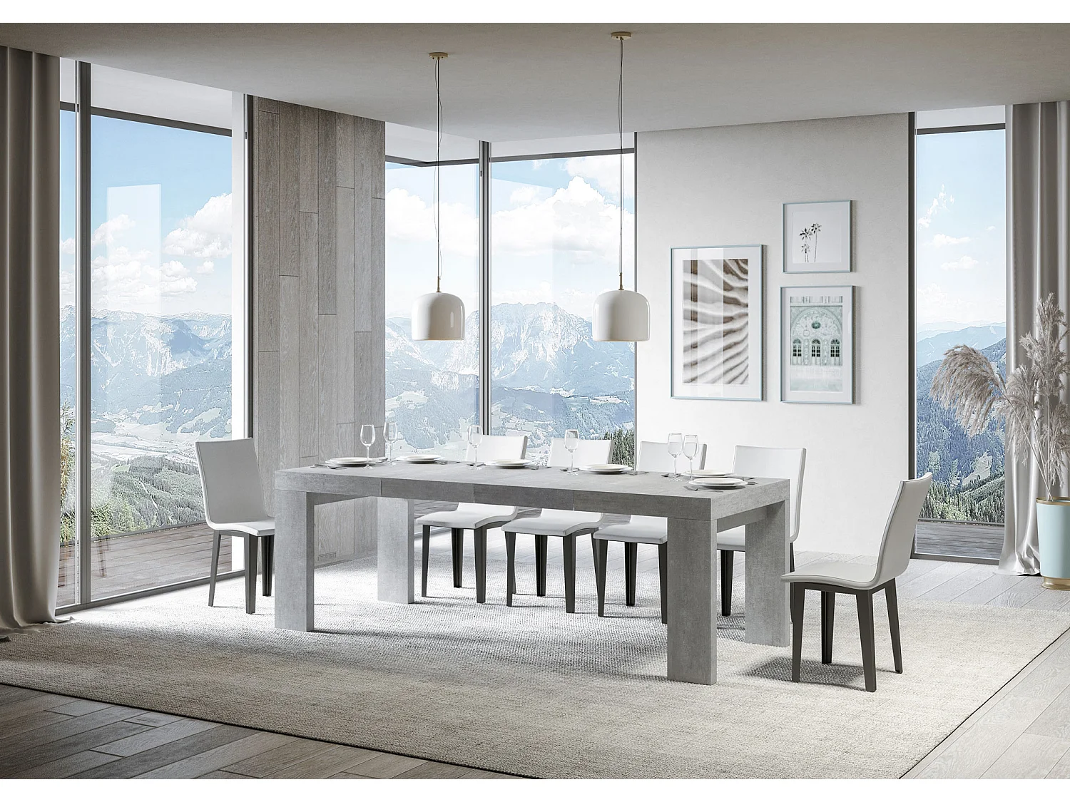 Roxell Premium 140/400x90 cm uitschuifbare tafel in beton