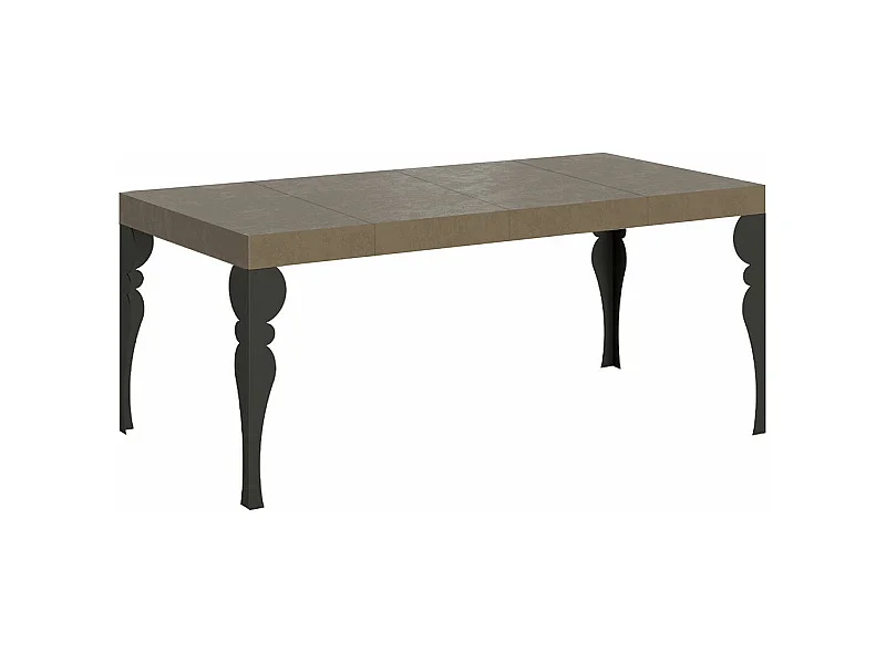 Table extensible 90x90/246 cm Paxon Premium taupe pieds anthracite