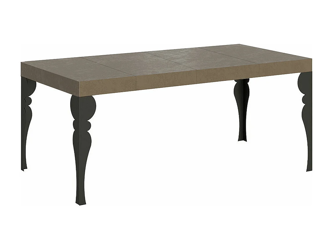 Table extensible 90x90/246 cm Paxon Premium taupe pieds anthracite