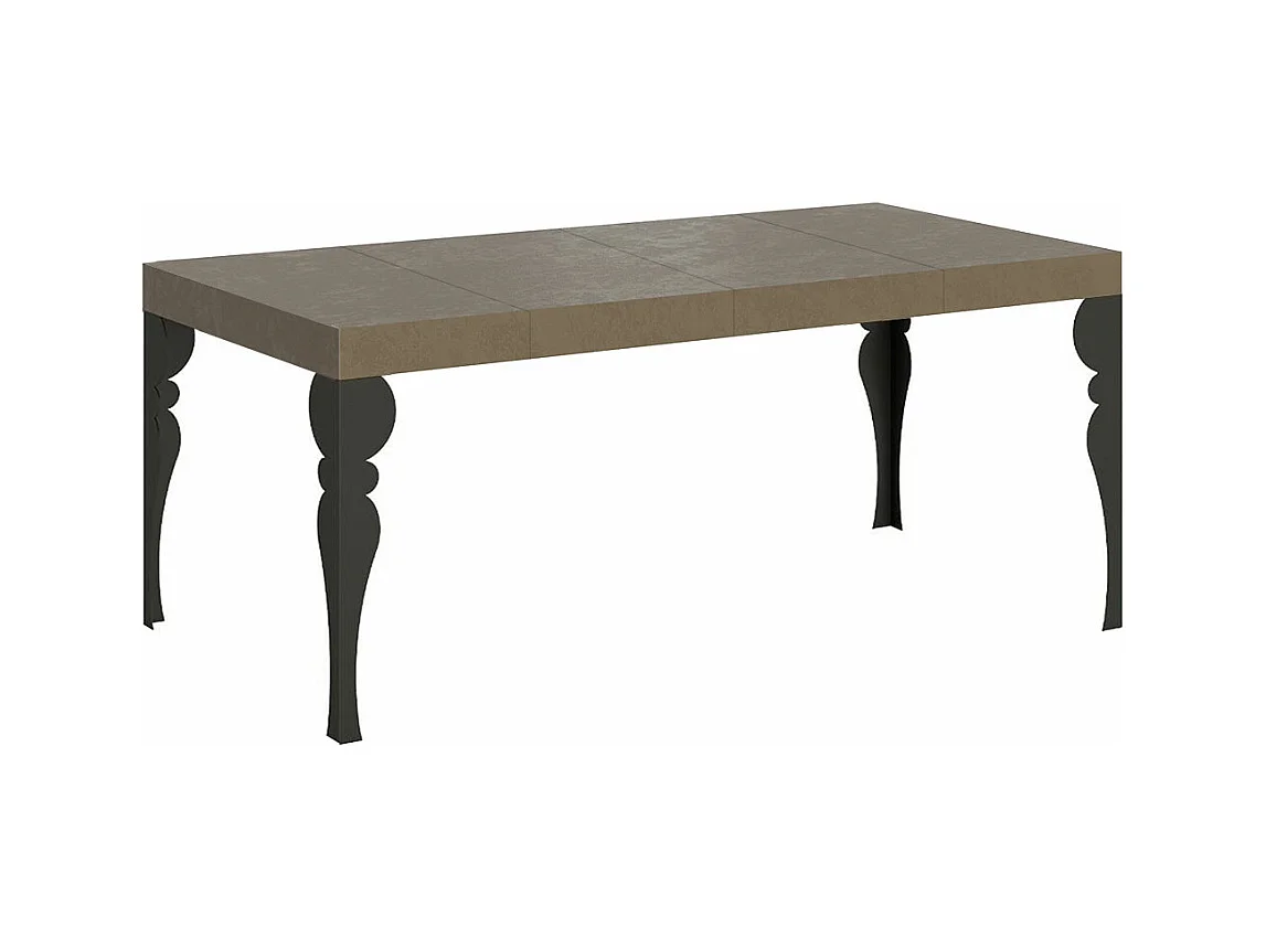 Table extensible 90x90/246 cm Paxon Premium taupe pieds anthracite