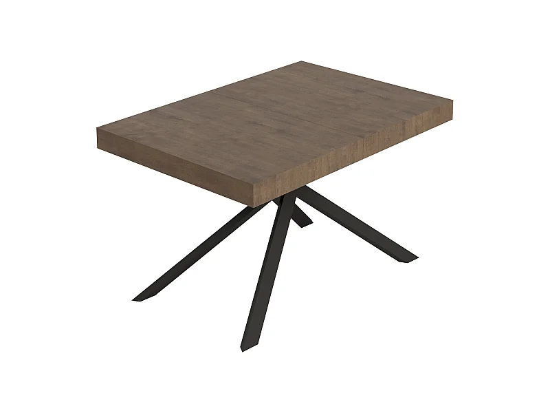 Niket ausziehbarer Nussbaumtisch 120/204x80 cm mit anthrazitfarbenen Beinen