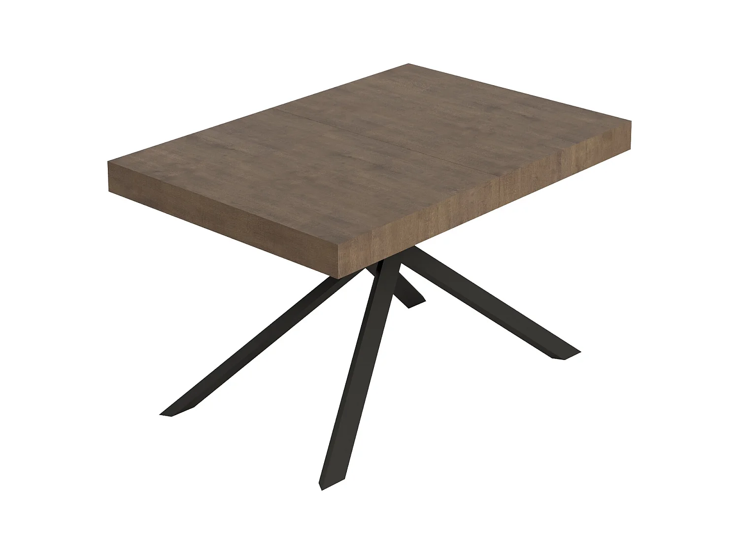 Niket notenhouten uitschuiftafel 120/204x80 cm met antraciet poten