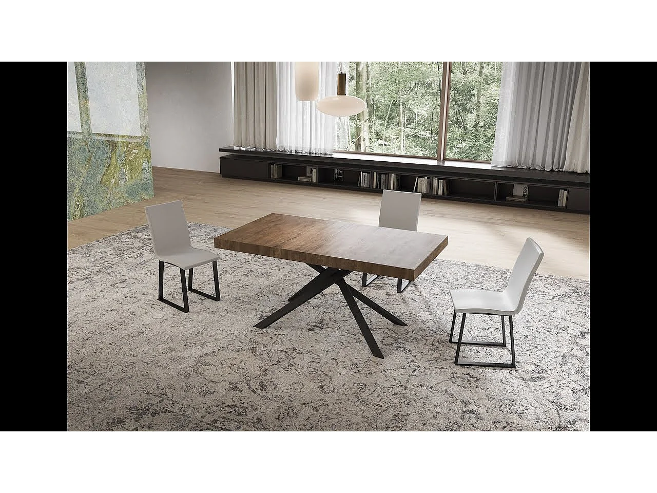 Mesa extensible 80x120/204 cm Niket nogal patas antracita