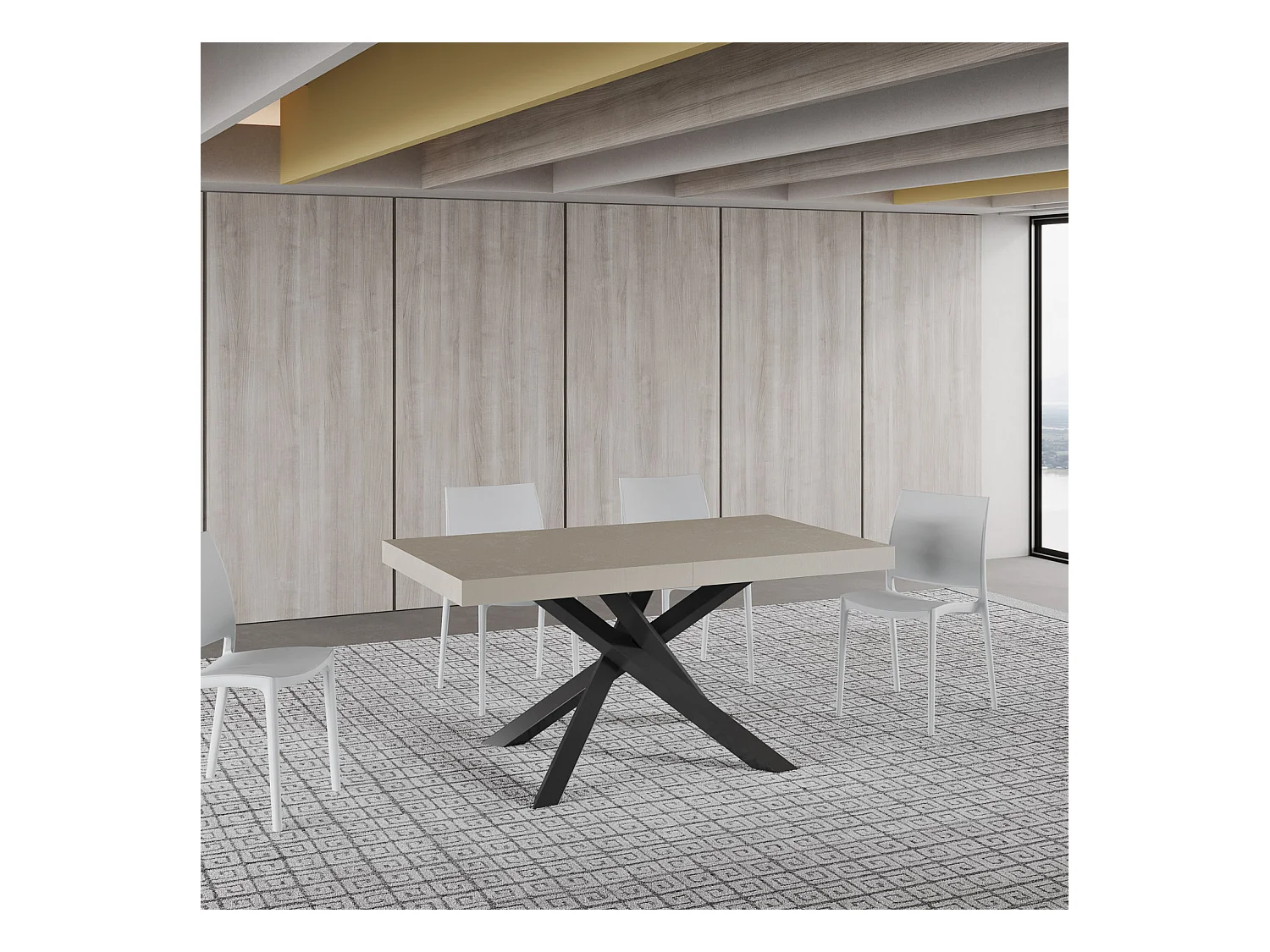 Ausziehtisch 160/420x90 cm Volantis Premium Kaschmir Beine anthrazit