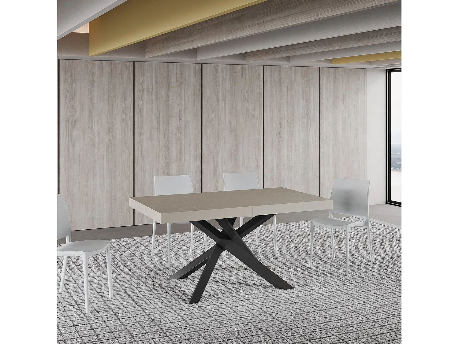 Itamoby Tavolo allungabile 90x160/420 cm Volantis Premium cashmere gambe antracite