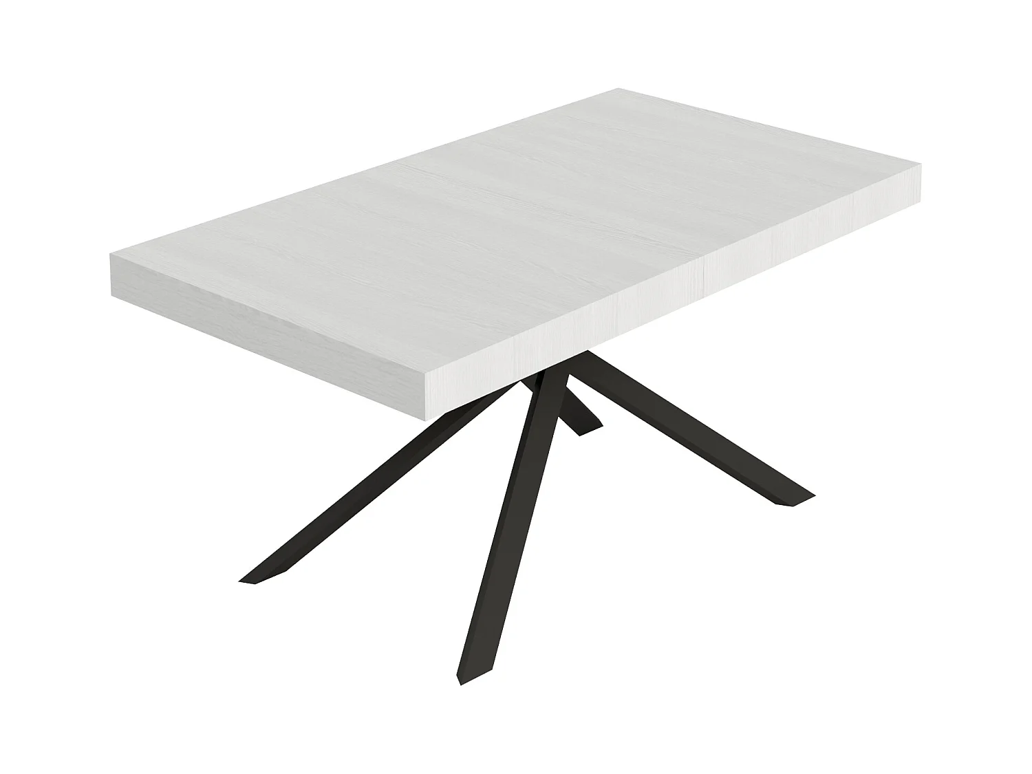 Niket Ausziehtisch 160/264x90 cm, Esche weiß, Beine anthrazit