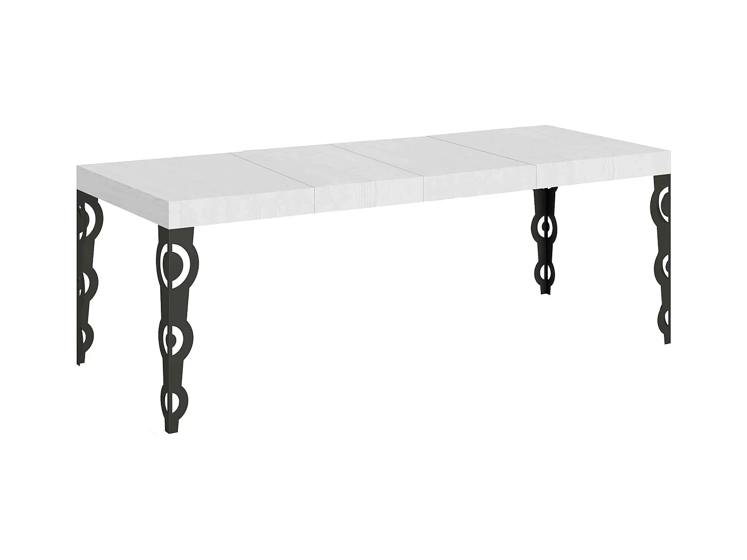Table extensible 90x160/420 cm Karamay Premium Frêne Blanc cadre Anthracite
