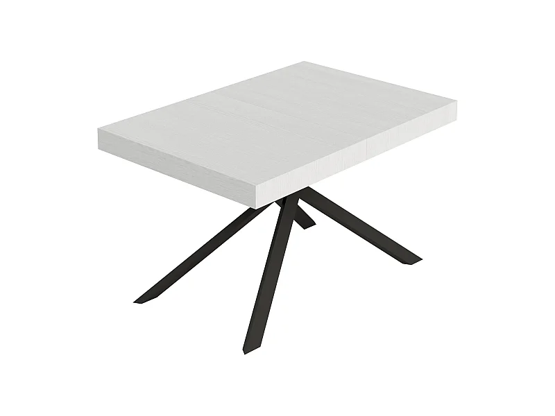 Stół rozkładany Niket 120/204x80 cm, jesion biały, nogi antracytowe