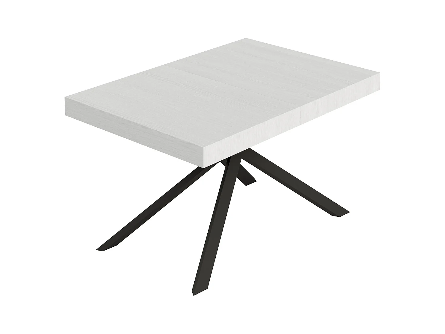 Table extensible 80x120/204 cm Niket frêne blanc pieds anthracite