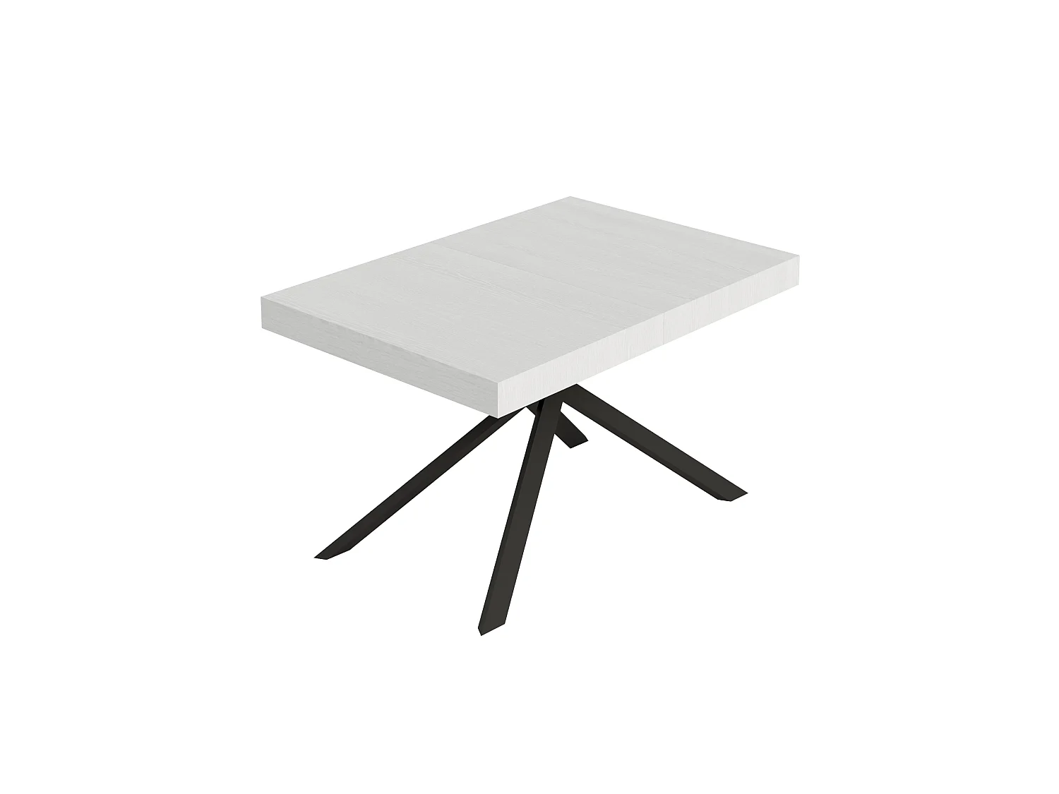 Niket extendable table 120/204x80 cm, white ash, anthracite legs