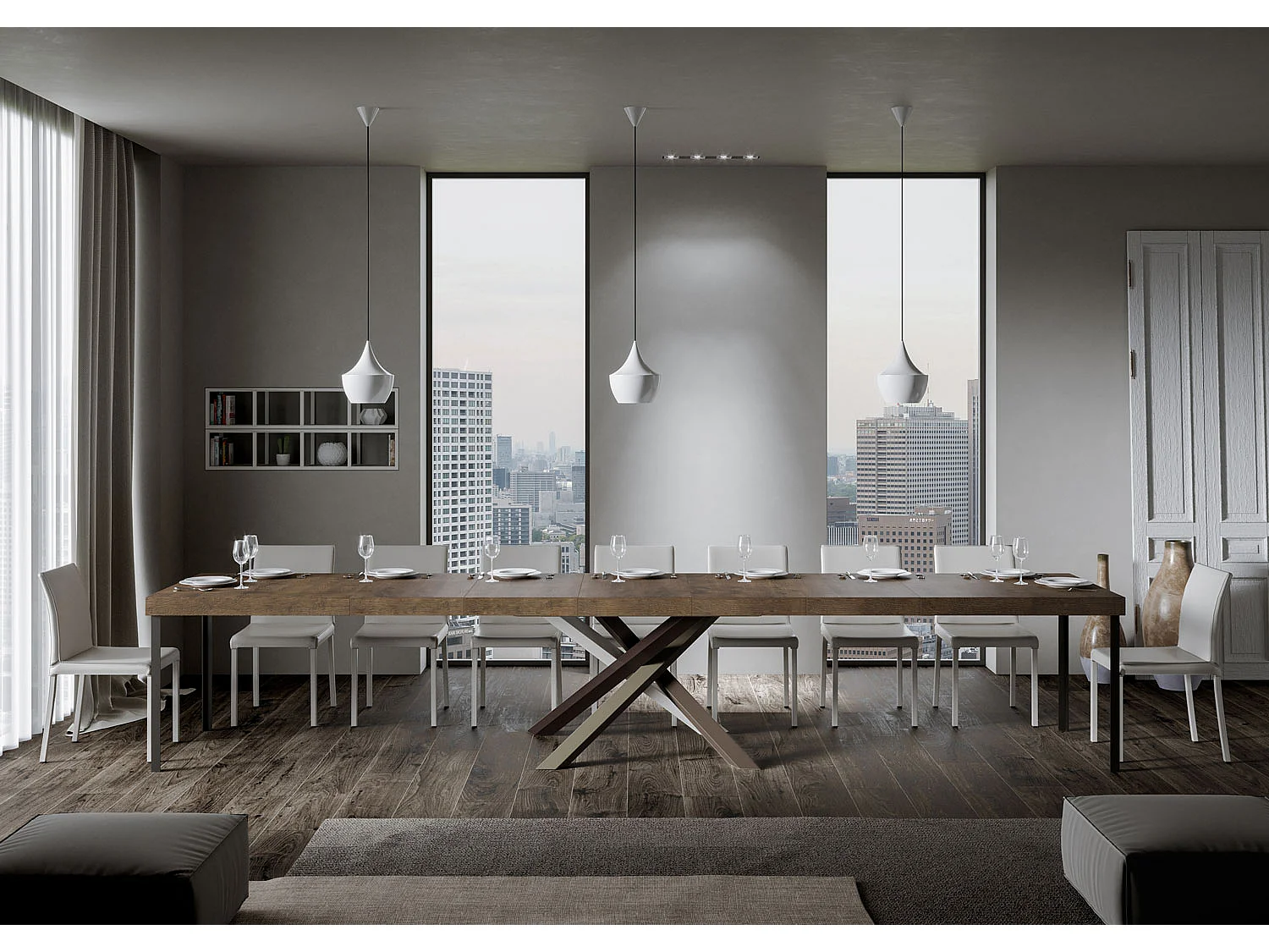Extendable table 140/400x90 cm Volantis Premium walnut multicolored legs 4/C