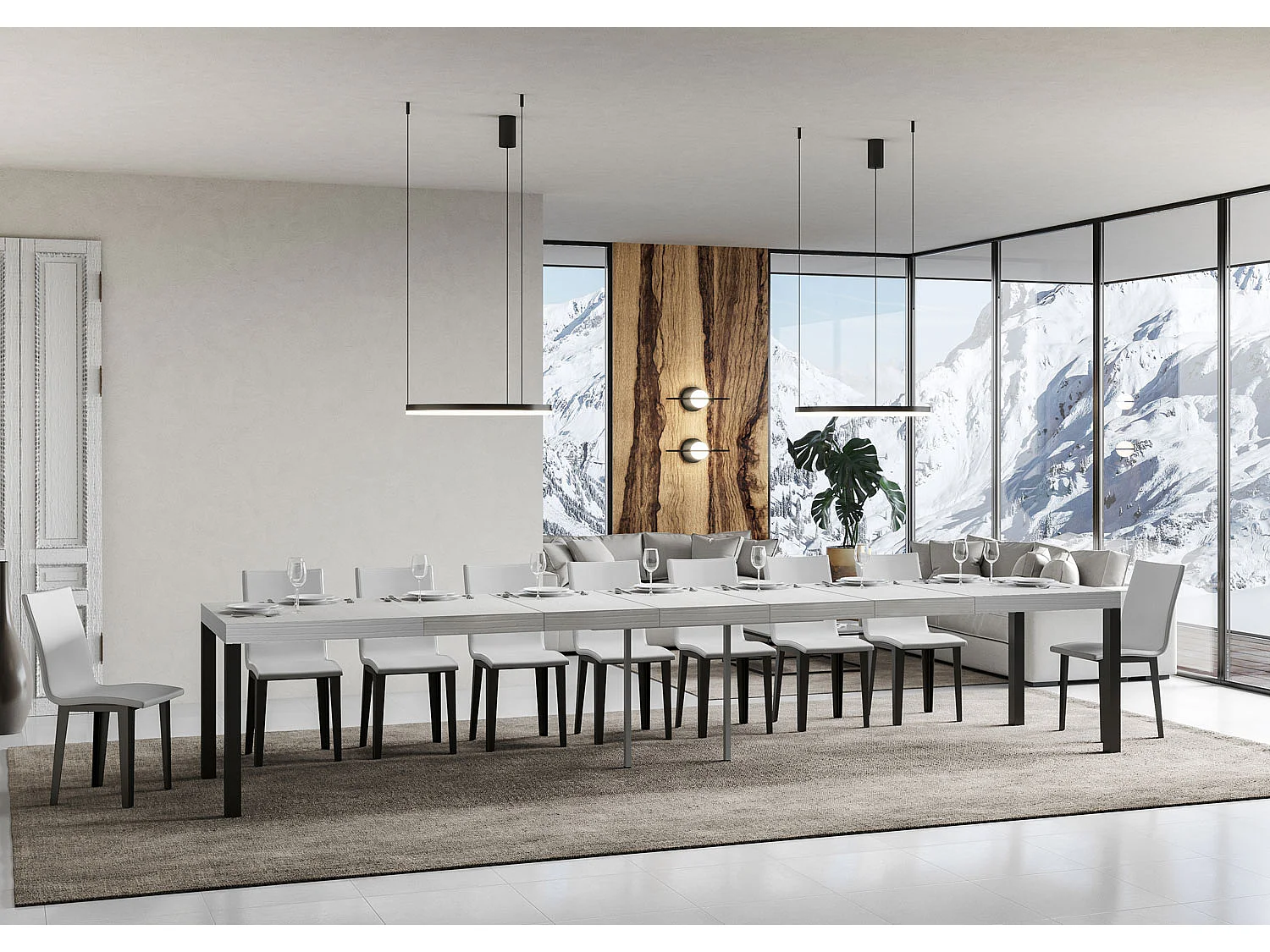 Table extensible 90x200/460 cm Everyday Premium Frêne Blanc cadre Anthracite