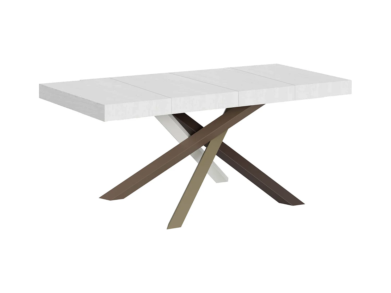 Ausziehtisch 130/390x90 cm Volantis Premium Esche weiß mehrfarbig Beine 4/C