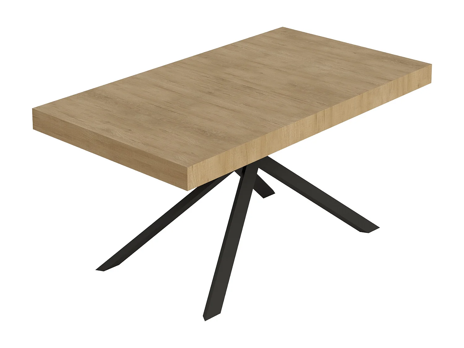 Niket udtræksbord 160/264x90 cm natureg med antracitgrå ben