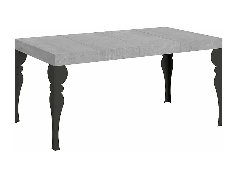 Table extensible 90x140/400 cm Paxon Premium Gris Béton cadre Anthracite