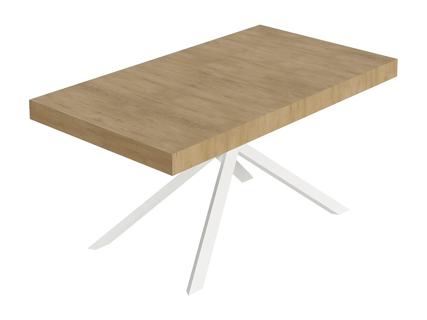 Mesa extensible 90x160/420 cm Niket Roble Natural patas blanco