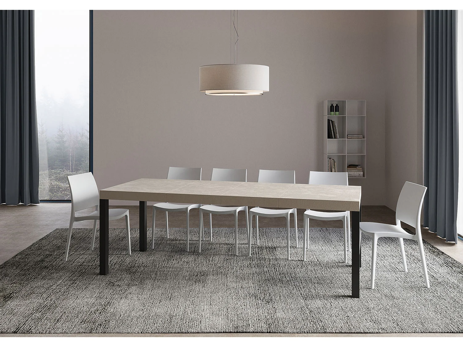 Uitschuifbare tafel 120/224x90 cm Everyday Premium kasjmier antraciet poten