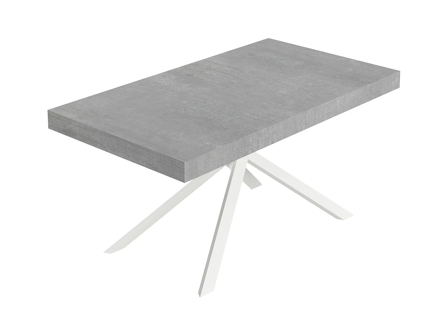 Mesa extensible 90x160/264 cm Niket cemento patas blanca