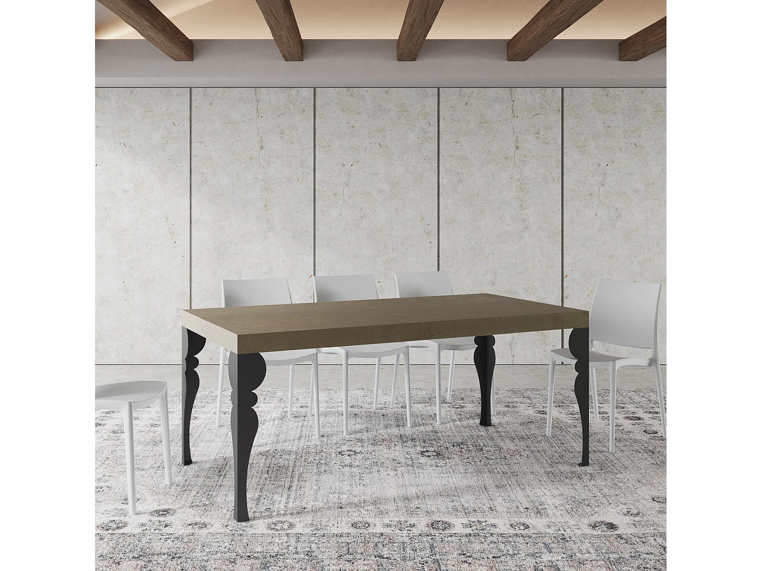 Mesa extensible 90x200/460 cm Paxon Premium gris paloma patas antracita