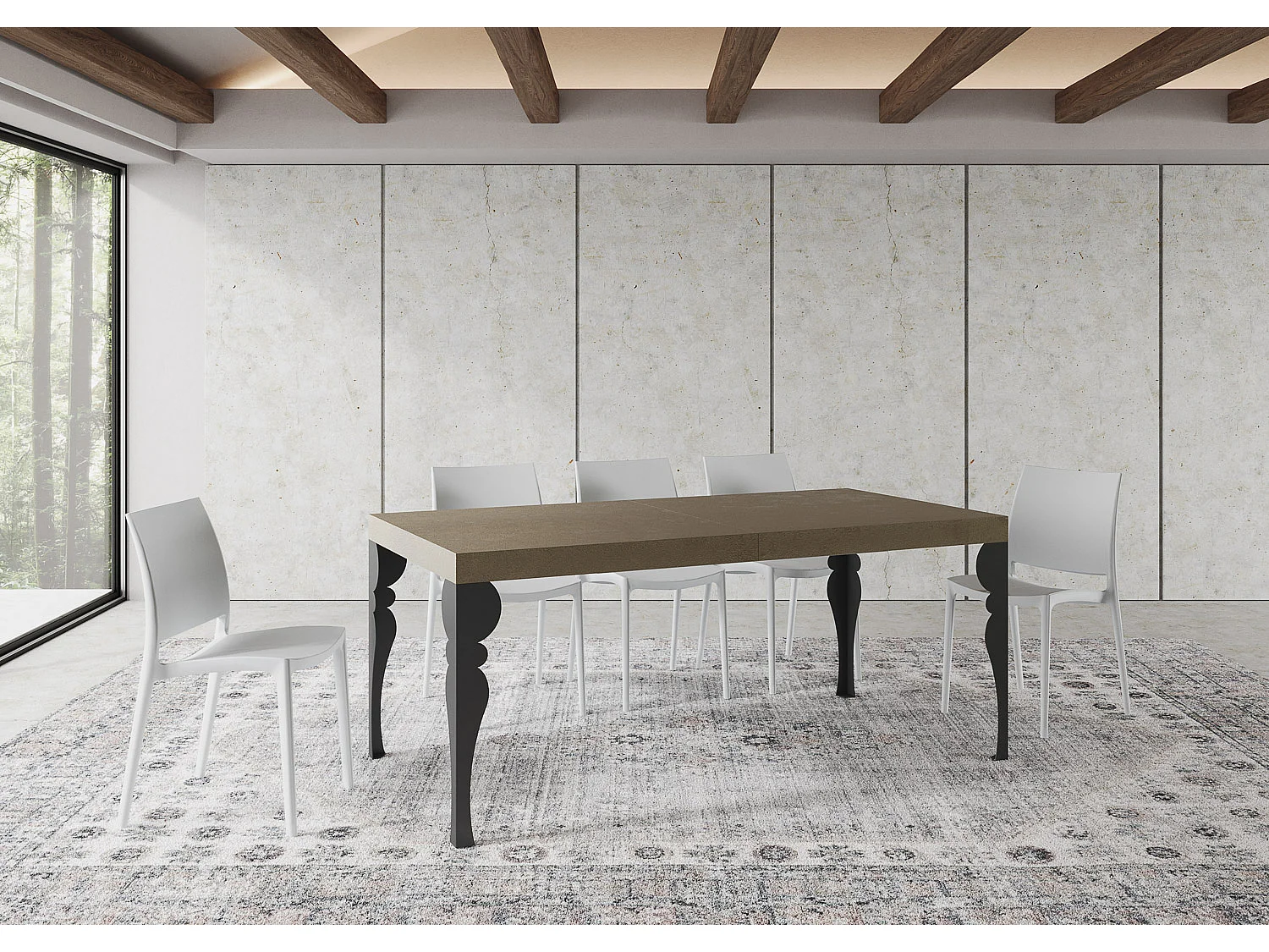 Paxon Premium 200/460x90 cm udtræksbord i duegrå med antracitgrå ben