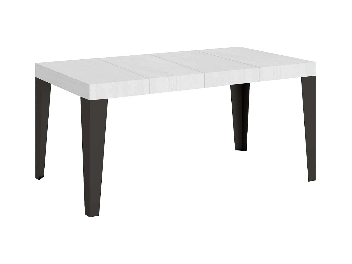 Ausziehtisch 130/390x90 cm Flame Premium Esche weiß mit anthrazitfarbenen Beinen