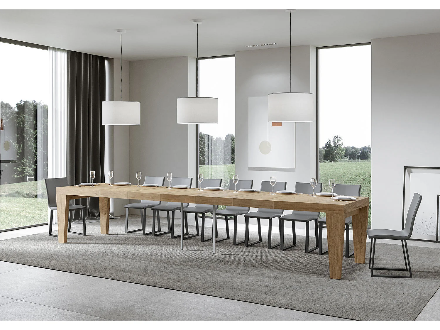 Tavolo allungabile 90x140/400 cm Spimbo Premium quercia natura