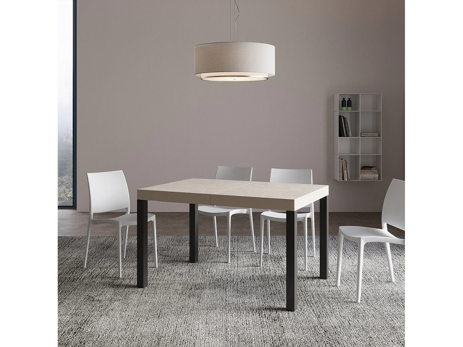 Uitschuifbare tafel 140/400x90 cm Everyday Premium kasjmier antraciet poten