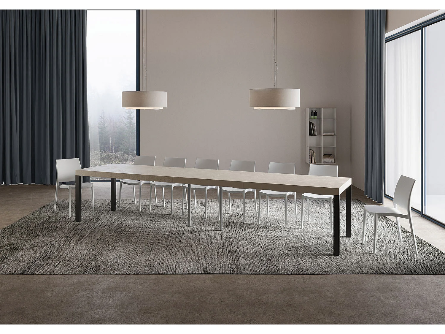 Uitschuifbare tafel 140/400x90 cm Everyday Premium kasjmier antraciet poten