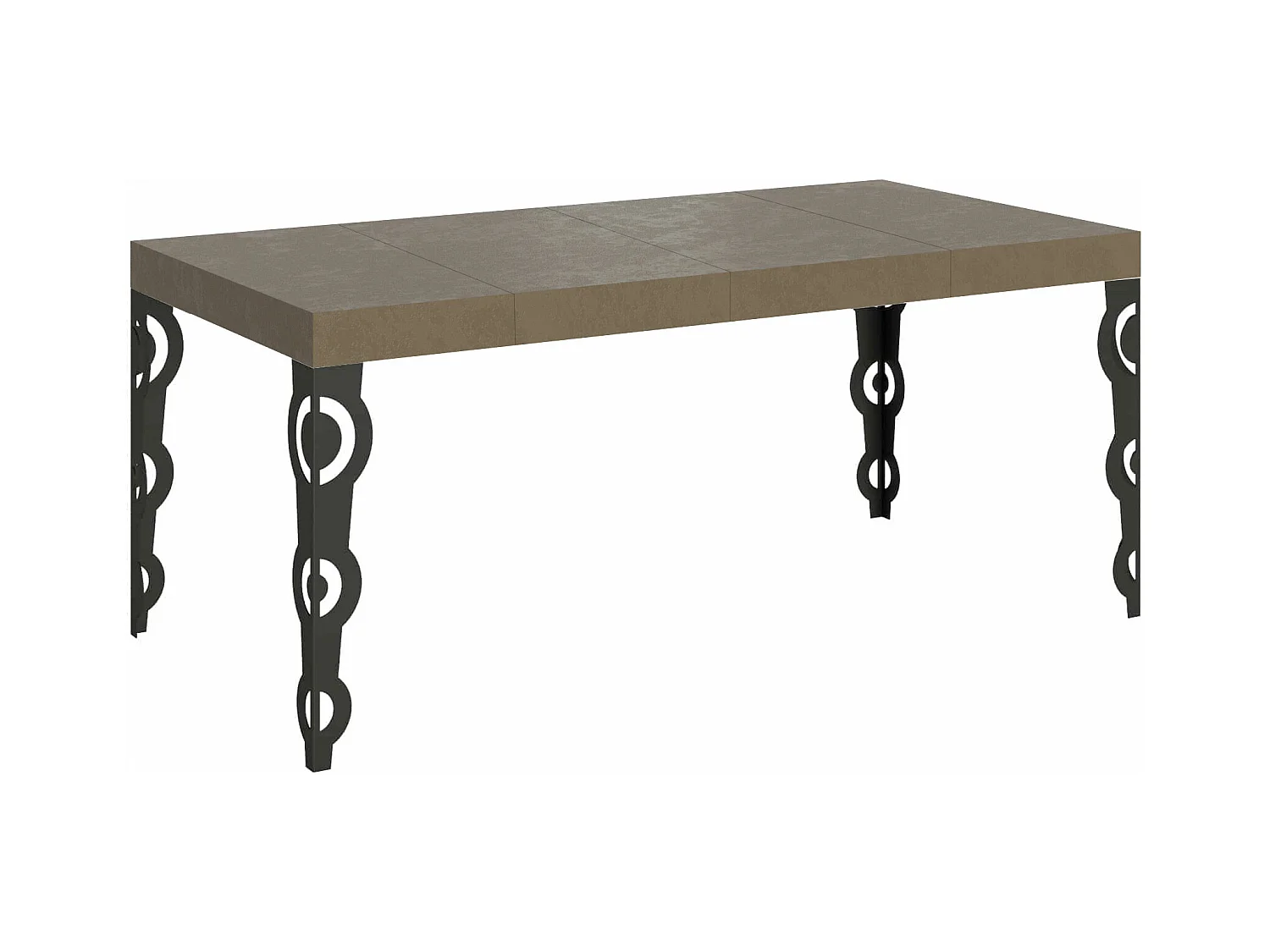 Table extensible 90x90/246 cm Karamay Premium taupe pieds anthracite