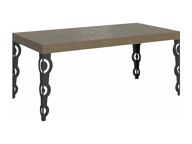 Table extensible 90x90/246 cm Karamay Premium taupe pieds anthracite