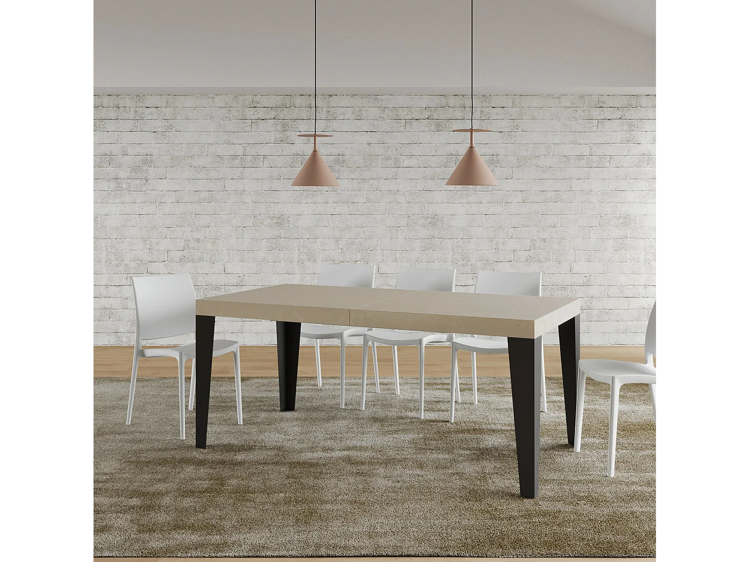 Mesa extensible 90x180/284 cm Flame Premium Cachemira patas antracita