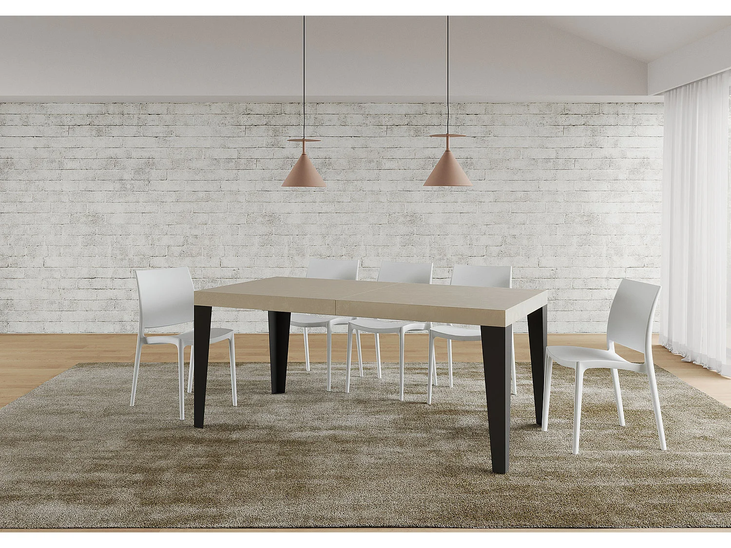 Uitschuifbare tafel 180/284x90 cm Flame Premium kasjmier antraciet poten