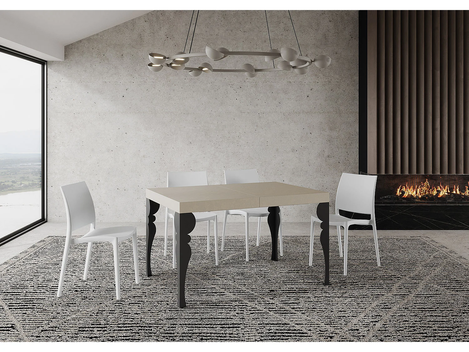 Paxon Premium Cashmere Uitschuifbare Tafel 120/224x90 cm met Antraciet Poten