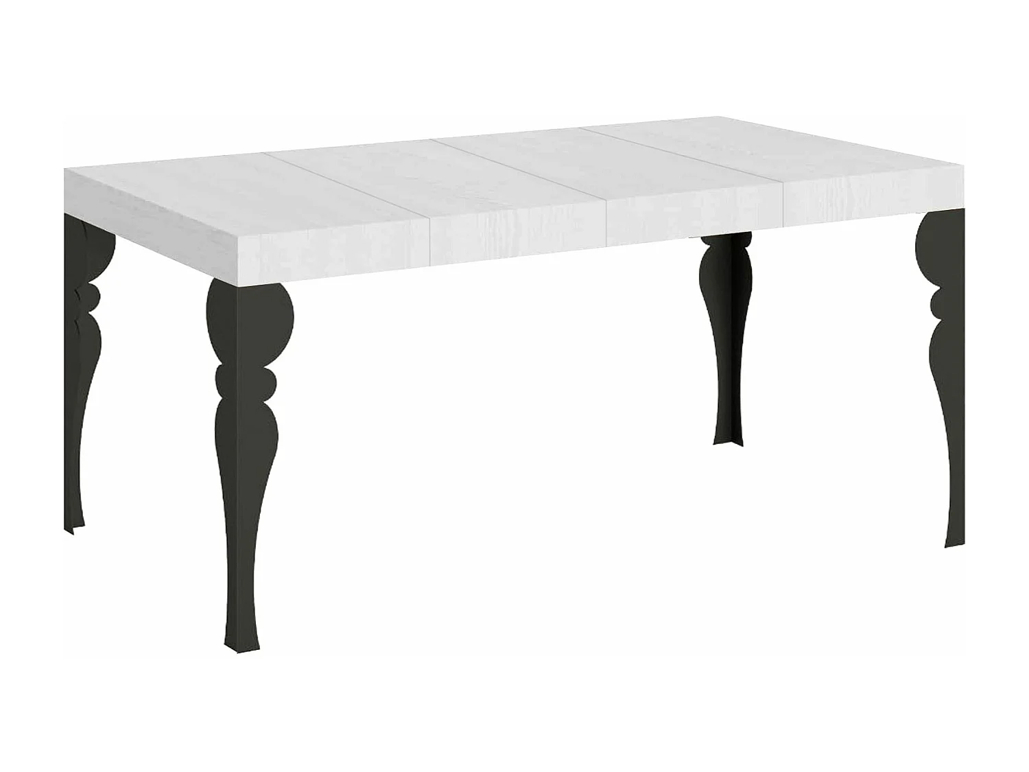 Table extensible 90x130/390 cm Paxon Premium Frêne Blanc cadre Anthracite