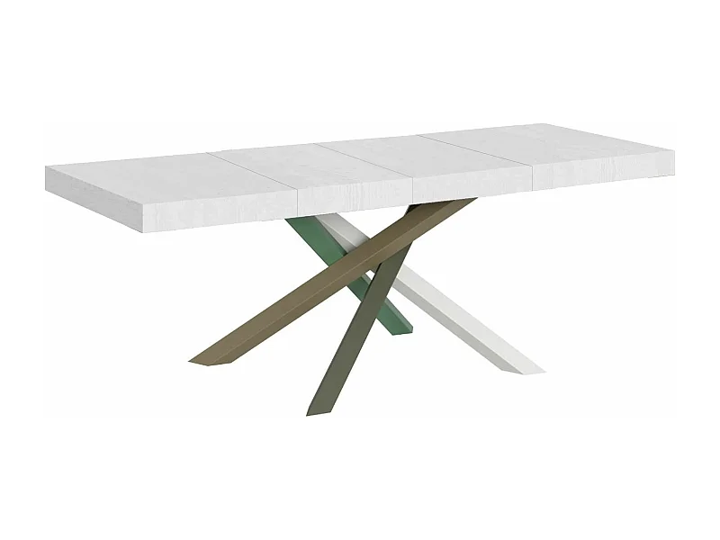 Ausziehtisch 200/460x90 cm Volantis Premium Esche weiß mehrfarbig Beine 4/A