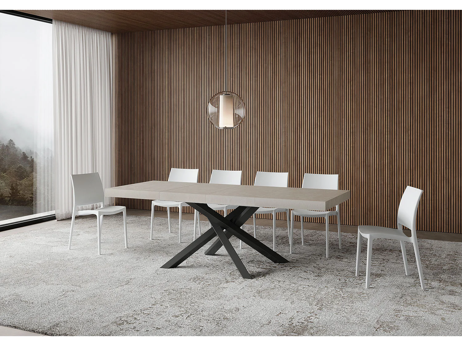 Table extensible 90x140/244 cm Volantis Premium cachemire pieds anthracite