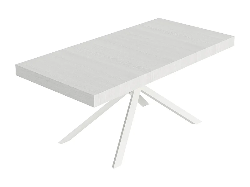 Table extensible 90x200/460 cm Niket Frêne Blanc pieds blancs