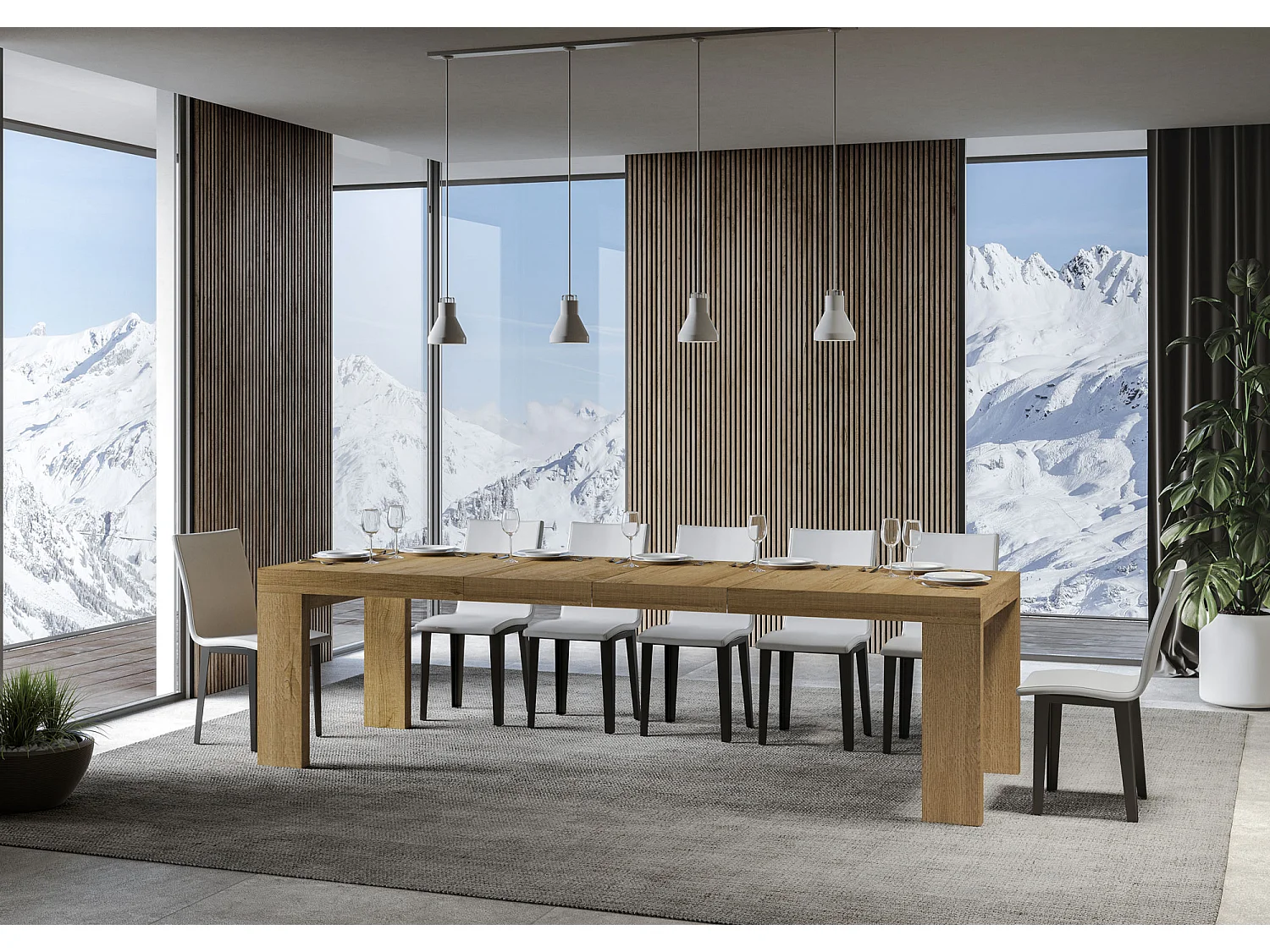 Uitschuifbare tafel 180/440x90 cm Roxell Premium naturel eiken