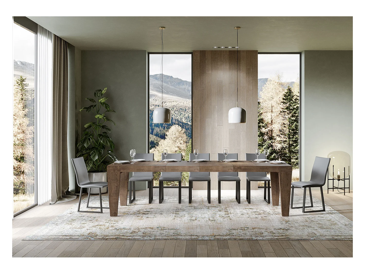 Uitschuifbare tafel 200/304x90 cm Spimbo Premium notenhout