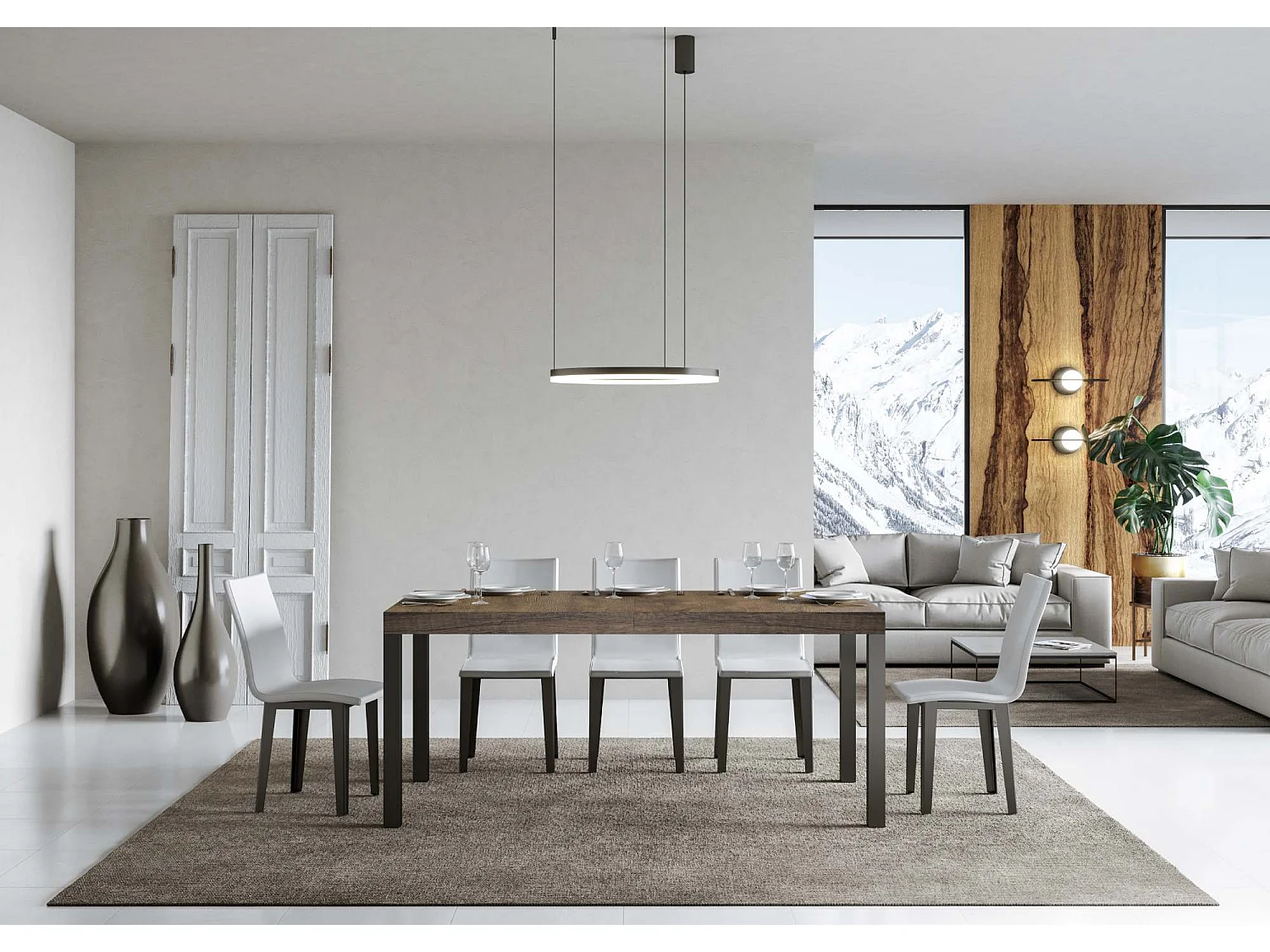 Ausziehtisch 200/304x90 cm Everyday Premium Walnuss mit anthrazitfarbenen Beinen