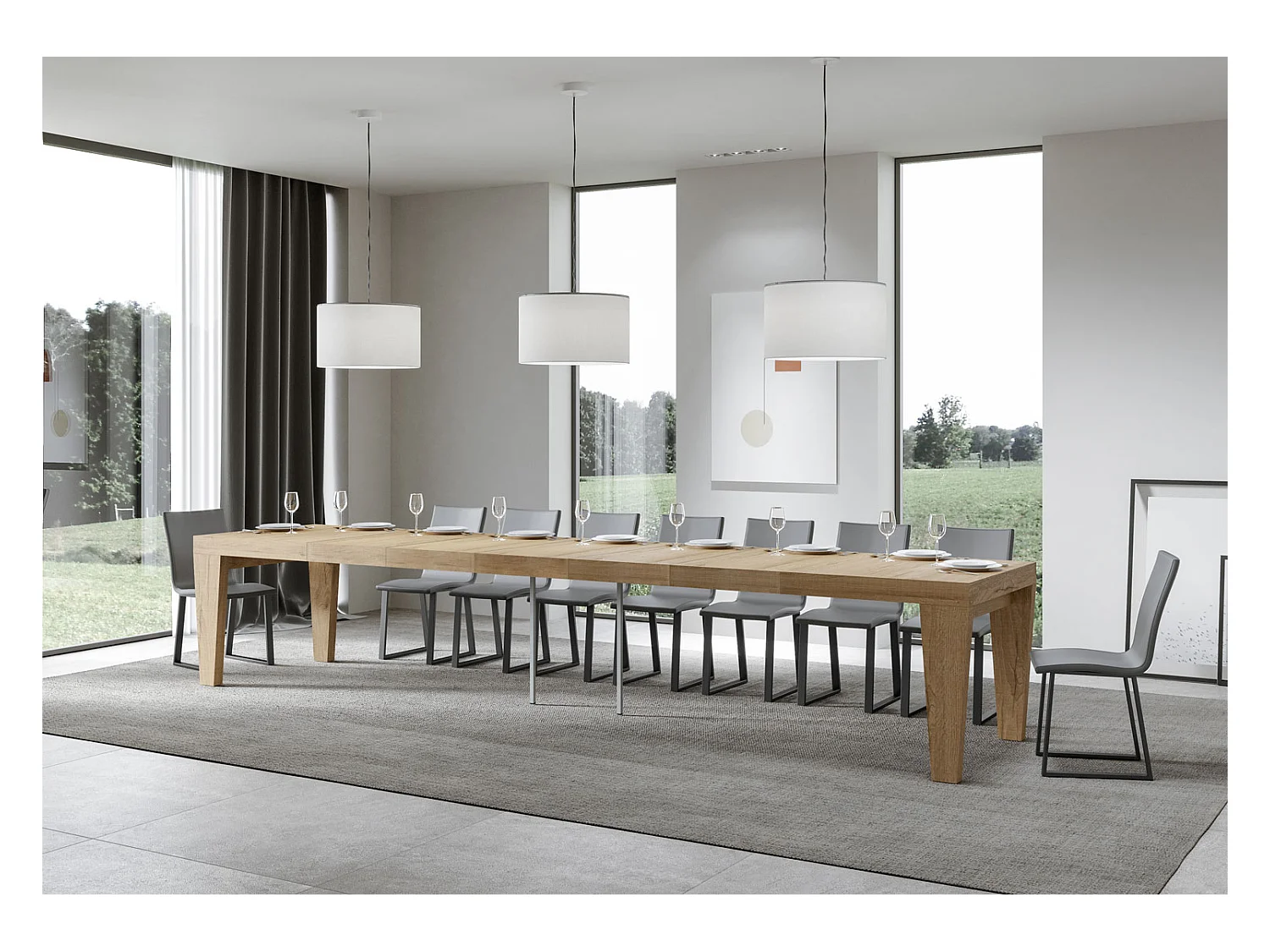 Ausziehbarer Tisch 180/440x90 cm Spimbo Premium Eiche natur